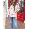 image:imageCicy Bell Womens Floral Babydoll Tops V Neck Lantern Sleeve Loose Blouses  Cute Style Summer Flowy Versatile for Daily Machine WashableFloral Red