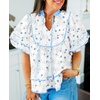 image:imageCicy Bell Womens Floral Babydoll Tops V Neck Lantern Sleeve Loose Blouses  Cute Style Summer Flowy Versatile for Daily Machine WashableFloral Sky Blue