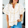 image:imageCicy Bell Womens Floral Babydoll Tops V Neck Lantern Sleeve Loose Blouses  Cute Style Summer Flowy Versatile for Daily Machine WashableFloral Yellow