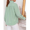 image:imageCicy Bell Womens Oversized Button Down Shirts Casual Dressy Long Sleeve Ruffle Stand Collar Tops Side Split Work BlouseArmy Green