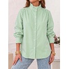 image:imageCicy Bell Womens Oversized Button Down Shirts Casual Dressy Long Sleeve Ruffle Stand Collar Tops Side Split Work BlouseArmy Green