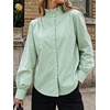 image:imageCicy Bell Womens Oversized Button Down Shirts Casual Dressy Long Sleeve Ruffle Stand Collar Tops Side Split Work BlouseArmy Green