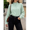 image:imageCicy Bell Womens Oversized Button Down Shirts Casual Dressy Long Sleeve Ruffle Stand Collar Tops Side Split Work BlouseArmy Green