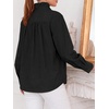 image:imageCicy Bell Womens Oversized Button Down Shirts Casual Dressy Long Sleeve Ruffle Stand Collar Tops Side Split Work BlouseBlack