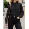image:imageCicy Bell Womens Oversized Button Down Shirts Casual Dressy Long Sleeve Ruffle Stand Collar Tops Side Split Work BlouseBlack