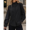 image:imageCicy Bell Womens Oversized Button Down Shirts Casual Dressy Long Sleeve Ruffle Stand Collar Tops Side Split Work BlouseBlack