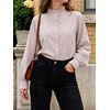 image:imageCicy Bell Womens Oversized Button Down Shirts Casual Dressy Long Sleeve Ruffle Stand Collar Tops Side Split Work BlouseCoffee