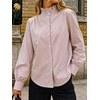 image:imageCicy Bell Womens Oversized Button Down Shirts Casual Dressy Long Sleeve Ruffle Stand Collar Tops Side Split Work BlouseCoffee