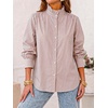 image:imageCicy Bell Womens Oversized Button Down Shirts Casual Dressy Long Sleeve Ruffle Stand Collar Tops Side Split Work BlouseCoffee