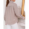 image:imageCicy Bell Womens Oversized Button Down Shirts Casual Dressy Long Sleeve Ruffle Stand Collar Tops Side Split Work BlouseCoffee