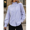 image:imageCicy Bell Womens Oversized Button Down Shirts Casual Dressy Long Sleeve Ruffle Stand Collar Tops Side Split Work BlouseNavy