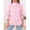 image:imageCicy Bell Womens Oversized Button Down Shirts Casual Dressy Long Sleeve Ruffle Stand Collar Tops Side Split Work BlousePink