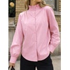 image:imageCicy Bell Womens Oversized Button Down Shirts Casual Dressy Long Sleeve Ruffle Stand Collar Tops Side Split Work BlousePink