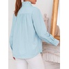 image:imageCicy Bell Womens Oversized Button Down Shirts Casual Dressy Long Sleeve Ruffle Stand Collar Tops Side Split Work BlouseSky Blue