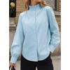 image:imageCicy Bell Womens Oversized Button Down Shirts Casual Dressy Long Sleeve Ruffle Stand Collar Tops Side Split Work BlouseSky Blue