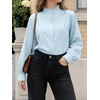 image:imageCicy Bell Womens Oversized Button Down Shirts Casual Dressy Long Sleeve Ruffle Stand Collar Tops Side Split Work BlouseSky Blue