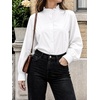 image:imageCicy Bell Womens Oversized Button Down Shirts Casual Dressy Long Sleeve Ruffle Stand Collar Tops Side Split Work BlouseWhite