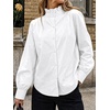 image:imageCicy Bell Womens Oversized Button Down Shirts Casual Dressy Long Sleeve Ruffle Stand Collar Tops Side Split Work BlouseWhite