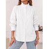 image:imageCicy Bell Womens Oversized Button Down Shirts Casual Dressy Long Sleeve Ruffle Stand Collar Tops Side Split Work BlouseWhite