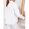 image:imageCicy Bell Womens Oversized Button Down Shirts Casual Dressy Long Sleeve Ruffle Stand Collar Tops Side Split Work BlouseWhite