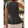 image:imageCicy Bell Womens Pleated Peplum Tank Tops Fitted Blouses Fall Sweaters  Babydoll Tops for WomenFitted Ribbed KnitCrew NeckSummer Sleeveless VestsBusiness CasualGoing Out Trendy OutfitCute Black