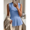 image:imageCicy Bell Womens Pleated Peplum Tank Tops Fitted Blouses Fall Sweaters  Babydoll Tops for WomenFitted Ribbed KnitCrew NeckSummer Sleeveless VestsBusiness CasualGoing Out Trendy OutfitSky Blue