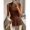 image:imageCicy Bell Womens Pleated Peplum Tank Tops Fitted Blouses Fall Sweaters  Babydoll Tops for WomenFitted Ribbed KnitCrew NeckSummer Sleeveless VestsBusiness CasualGoing Out Trendy OutfitBrown