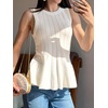 image:imageCicy Bell Womens Pleated Peplum Tank Tops Fitted Blouses Fall Sweaters  Babydoll Tops for WomenFitted Ribbed KnitCrew NeckSummer Sleeveless VestsBusiness CasualGoing Out Trendy OutfitWhite