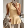 image:imageCicy Bell Womens Pleated Peplum Tank Tops Fitted Blouses Fall Sweaters  Babydoll Tops for WomenFitted Ribbed KnitCrew NeckSummer Sleeveless VestsBusiness CasualGoing Out Trendy OutfitYellow