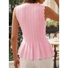 image:imageCicy Bell Womens Pleated Peplum Tank Tops Fitted Blouses Fall Sweaters  Babydoll Tops for WomenFitted Ribbed KnitCrew NeckSummer Sleeveless VestsBusiness CasualGoing Out Trendy OutfitCute Pink