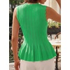 image:imageCicy Bell Womens Pleated Peplum Tank Tops Fitted Blouses Fall Sweaters  Babydoll Tops for WomenFitted Ribbed KnitCrew NeckSummer Sleeveless VestsBusiness CasualGoing Out Trendy OutfitCute Green