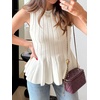 image:imageCicy Bell Womens Pleated Peplum Tank Tops Fitted Blouses Fall Sweaters  Babydoll Tops for WomenFitted Ribbed KnitCrew NeckSummer Sleeveless VestsBusiness CasualGoing Out Trendy OutfitWhite