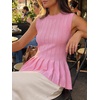 image:imageCicy Bell Womens Pleated Peplum Tank Tops Fitted Blouses Fall Sweaters  Babydoll Tops for WomenFitted Ribbed KnitCrew NeckSummer Sleeveless VestsBusiness CasualGoing Out Trendy OutfitPink