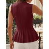 image:imageCicy Bell Womens Pleated Peplum Tank Tops Fitted Blouses Fall Sweaters  Babydoll Tops for WomenFitted Ribbed KnitCrew NeckSummer Sleeveless VestsBusiness CasualGoing Out Trendy OutfitBurgundy