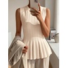 image:imageCicy Bell Womens Pleated Peplum Tank Tops Fitted Blouses Fall Sweaters  Babydoll Tops for WomenFitted Ribbed KnitCrew NeckSummer Sleeveless VestsBusiness CasualGoing Out Trendy OutfitBeige
