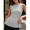 image:imageCicy Bell Womens Pleated Peplum Tank Tops Fitted Blouses Fall Sweaters  Babydoll Tops for WomenFitted Ribbed KnitCrew NeckSummer Sleeveless VestsBusiness CasualGoing Out Trendy OutfitGrey