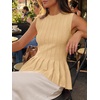image:imageCicy Bell Womens Pleated Peplum Tank Tops Fitted Blouses Fall Sweaters  Babydoll Tops for WomenFitted Ribbed KnitCrew NeckSummer Sleeveless VestsBusiness CasualGoing Out Trendy OutfitYellow