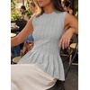 image:imageCicy Bell Womens Pleated Peplum Tank Tops Fitted Blouses Fall Sweaters  Babydoll Tops for WomenFitted Ribbed KnitCrew NeckSummer Sleeveless VestsBusiness CasualGoing Out Trendy OutfitGrey