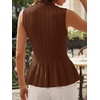 image:imageCicy Bell Womens Pleated Peplum Tank Tops Fitted Blouses Fall Sweaters  Babydoll Tops for WomenFitted Ribbed KnitCrew NeckSummer Sleeveless VestsBusiness CasualGoing Out Trendy OutfitBrown