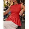 image:imageCicy Bell Womens Pleated Peplum Tank Tops Fitted Blouses Fall Sweaters  Babydoll Tops for WomenFitted Ribbed KnitCrew NeckSummer Sleeveless VestsBusiness CasualGoing Out Trendy OutfitRed