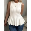 image:imageCicy Bell Womens Pleated Peplum Tank Tops Fitted Blouses Fall Sweaters  Babydoll Tops for WomenFitted Ribbed KnitCrew NeckSummer Sleeveless VestsBusiness CasualGoing Out Trendy OutfitWhite
