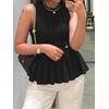 image:imageCicy Bell Womens Pleated Peplum Tank Tops Fitted Blouses Fall Sweaters  Babydoll Tops for WomenFitted Ribbed KnitCrew NeckSummer Sleeveless VestsBusiness CasualGoing Out Trendy OutfitBlack