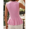 image:imageCicy Bell Womens Pleated Peplum Tank Tops Fitted Blouses Fall Sweaters  Babydoll Tops for WomenFitted Ribbed KnitCrew NeckSummer Sleeveless VestsBusiness CasualGoing Out Trendy OutfitPink