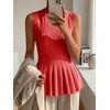 image:imageCicy Bell Womens Pleated Peplum Tank Tops Fitted Blouses Fall Sweaters  Babydoll Tops for WomenFitted Ribbed KnitCrew NeckSummer Sleeveless VestsBusiness CasualGoing Out Trendy OutfitRed