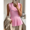 image:imageCicy Bell Womens Pleated Peplum Tank Tops Fitted Blouses Fall Sweaters  Babydoll Tops for WomenFitted Ribbed KnitCrew NeckSummer Sleeveless VestsBusiness CasualGoing Out Trendy OutfitPink