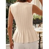 image:imageCicy Bell Womens Pleated Peplum Tank Tops Fitted Blouses Fall Sweaters  Babydoll Tops for WomenFitted Ribbed KnitCrew NeckSummer Sleeveless VestsBusiness CasualGoing Out Trendy OutfitBeige