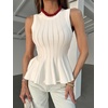 image:imageCicy Bell Womens Pleated Peplum Tank Tops Fitted Blouses Fall Sweaters  Babydoll Tops for WomenFitted Ribbed KnitCrew NeckSummer Sleeveless VestsBusiness CasualGoing Out Trendy OutfitWhite