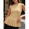 image:imageCicy Bell Womens Pleated Peplum Tank Tops Fitted Blouses Fall Sweaters  Babydoll Tops for WomenFitted Ribbed KnitCrew NeckSummer Sleeveless VestsBusiness CasualGoing Out Trendy OutfitYellow