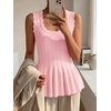 image:imageCicy Bell Womens Pleated Peplum Tank Tops Fitted Blouses Fall Sweaters  Babydoll Tops for WomenFitted Ribbed KnitCrew NeckSummer Sleeveless VestsBusiness CasualGoing Out Trendy OutfitCute Pink
