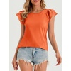image:imageCicy Bell Womens Ruffle Cap Sleeve TShirts Dressy Casual Summer Lace Tank Tops Crewneck Cute Basic TeeBrick Red